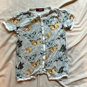 Milk Barn Butterfly Button Shorts Onesie